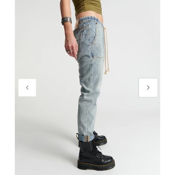 One Teaspoon Size S Montana Shabbies Drawstring Distressed Boyfriend Denim Jeans - Picture 8 of 16